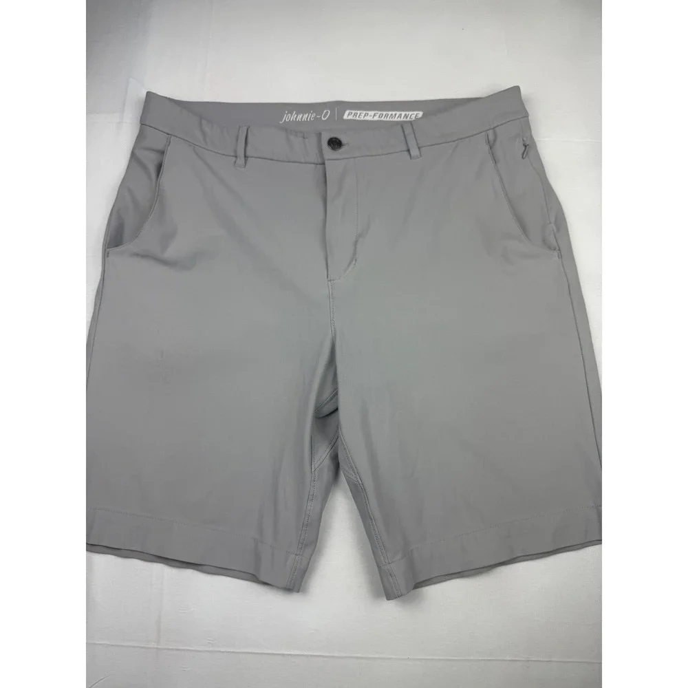 Johnnie-O Golf Shorts 36 Grey Prep-Formance Performance Flat Front Mens